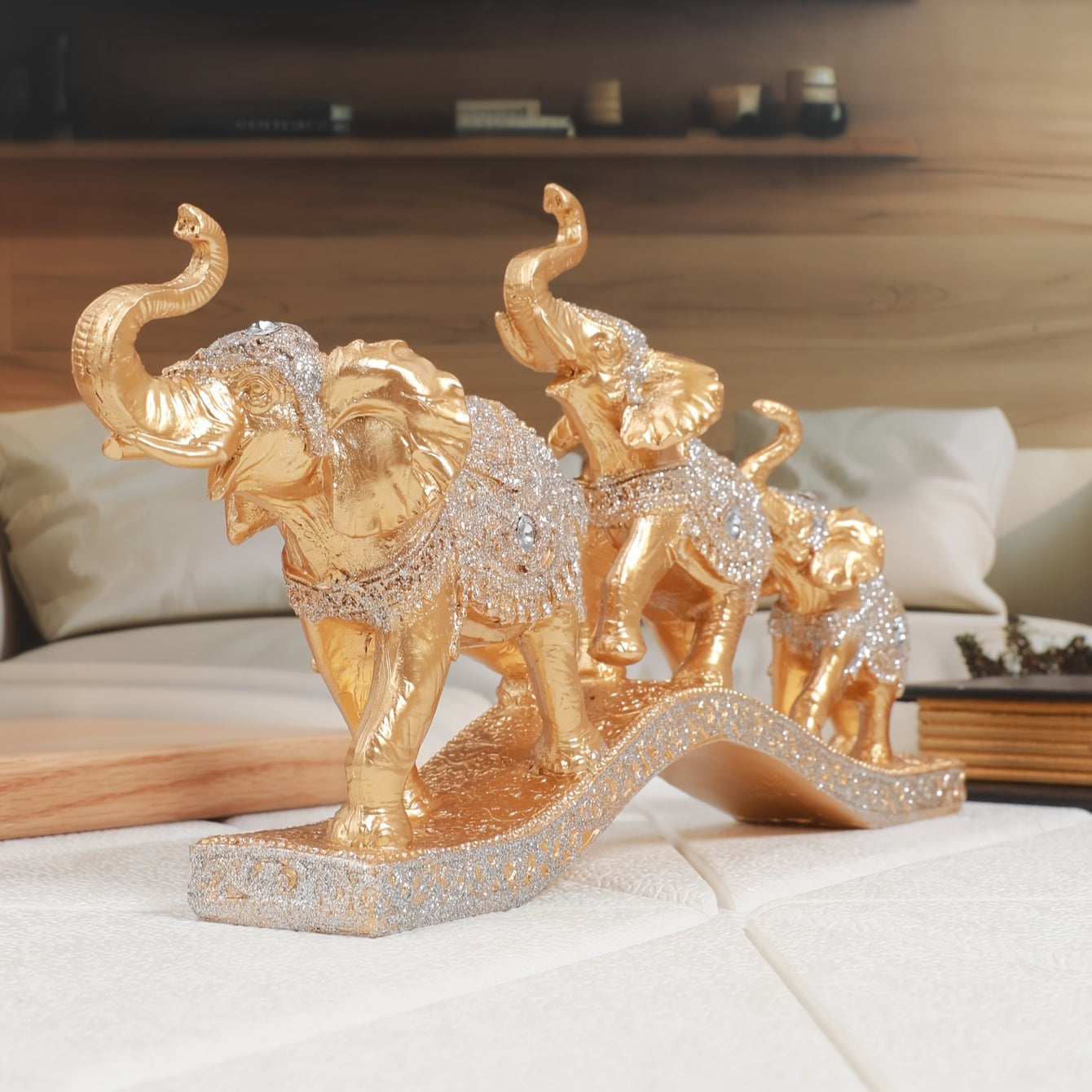Conjunto 3 Estatuetas de Elefante em Resina - Decoração Sofisticada - Motivação MK
