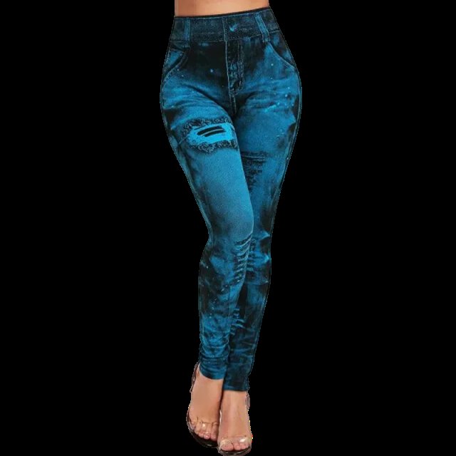 Legging Slim Feminina: Cintura Alta, Push-Up e Estilo Jeans