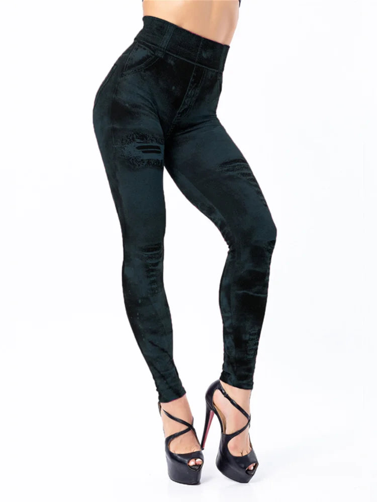 Legging Slim Feminina: Cintura Alta, Push-Up e Estilo Jeans