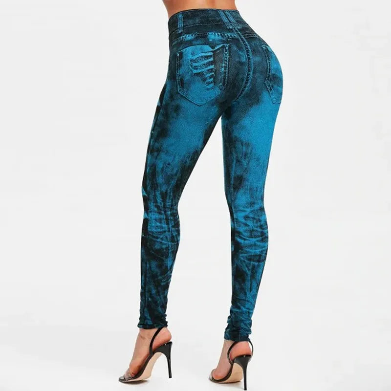 Legging Slim Feminina: Cintura Alta, Push-Up e Estilo Jeans