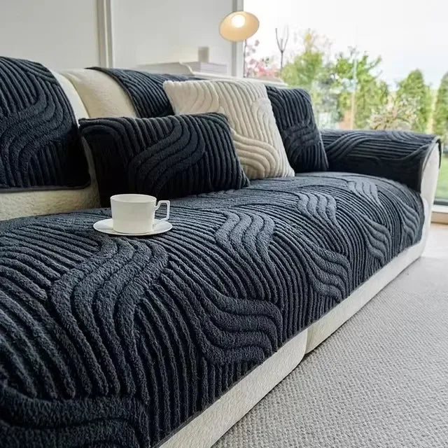 Capa de Sofá Veludo Plush Antiderrapante – Luxo e Proteção - Motivação MK