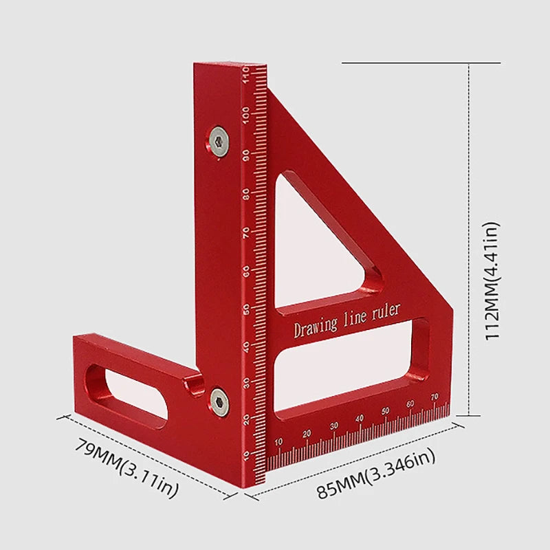 Woodworking Square Protractor Aluminum Alloy Miter Triangle Ruler High Precision Layout Measuring Tool for Engineer Carpenter - Motivação MK