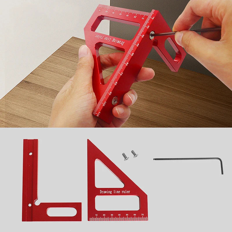 Woodworking Square Protractor Aluminum Alloy Miter Triangle Ruler High Precision Layout Measuring Tool for Engineer Carpenter - Motivação MK